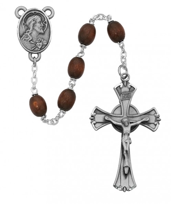 Brown Genuine Wood Bead Rosary 600D/F