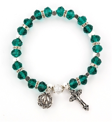 Emerald (May) Birthstone Rosary Bracelet BR811C