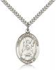 Sterling Silver St. Frances of Rome Pendant, Stainless Silver Heavy Curb Chain, Large Size Catholic Medal, 1" x 3/4"
