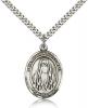Sterling Silver St. Juliana Pendant, SN Heavy Curb Chain, Large Size Catholic Medal, 1" x 3/4"