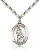 Sterling Silver St. Anne Pendant, SN Heavy Curb Chain, Large Size Catholic Medal, 1" x 3/4"