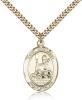 Gold Filled St. Honorius Pendant, SG Heavy Curb Chain, Large Size Catholic Medal, 1" x 3/4"