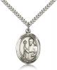 Sterling Silver St. Regis Pendant, SN Heavy Curb Chain, Large Size Catholic Medal, 1" x 3/4"