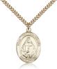 Gold Filled St. Theodore Guerin Pendant, SG Heavy Curb Chain, Large Size Catholic Medal, 1" x 3/4"