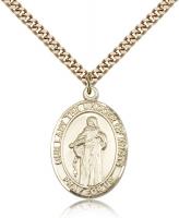 Gold Filled Our Lady of Knots Pendant, SG Heavy Curb Chain, Large Size Catholic Medal, 1" x 3/4"