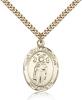 Gold Filled St. Ivo Pendant, SG Heavy Curb Chain, Large Size Catholic Medal, 1" x 3/4"