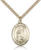 Gold Filled St. Drogo Pendant, SG Heavy Curb Chain, Large Size Catholic Medal, 1" x 3/4"