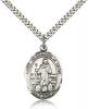 Sterling Silver St. Bernadine Of Sienna Pendant, SN Heavy Curb Chain, Large Size Catholic Medal, 1" x 3/4"
