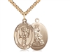 Gold Filled Guardian Angel/Baseball Pendant, SG Heavy Curb Chain, Large Size Catholic Medal, 1" x 3/4"