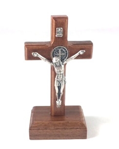 3.5" Standing Silver Saint Benedict Crucifix W979