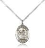 Sterling Silver St. Catherine of Siena Pendant, Sterling Silver Lite Curb Chain, Medium Size Catholic Medal, 3/4" x 1/2"