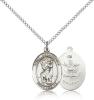 Sterling Silver St. Christopher / Army Pendant, Sterling Silver Lite Curb Chain, Medium Size Catholic Medal, 3/4" x 1/2"