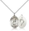 Sterling Silver St. Christopher / Paratrooper Pend, Sterling Silver Lite Curb Chain, Medium Size Catholic Medal, 3/4" x 1/2"