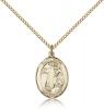 Gold Filled St. Elmo Pendant, Gold Filled Lite Curb Chain, Medium Size Catholic Medal, 3/4" x 1/2"