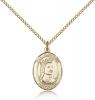 Gold Filled St. Elizabeth of Hungary Pendant, Gold Filled Lite Curb Chain, Medium Size Catholic Medal, 3/4" x 1/2"