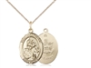 Gold Filled St. Joan Of Arc / Army Pendant, GF Lite Curb Chain, Medium Size Catholic Medal, 3/4" x 1/2"