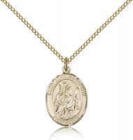 Gold Filled St. John the Baptist Pendant, Gold Filled Lite Curb Chain, Medium Size Catholic Medal, 3/4" x 1/2"