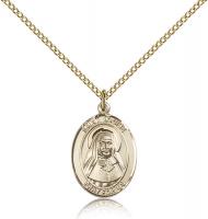 Gold Filled St. Louise De Marillac Pendant, Gold Filled Lite Curb Chain, Medium Size Catholic Medal, 3/4" x 1/2"