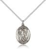 Sterling Silver St. Lazarus Pendant, Sterling Silver Lite Curb Chain, Medium Size Catholic Medal, 3/4" x 1/2"
