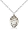 Sterling Silver St. Maria Faustina Pendant, Sterling Silver Lite Curb Chain, Medium Size Catholic Medal, 3/4" x 1/2"