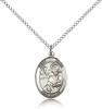 Sterling Silver St. Mark the Evangelist Pendant, Sterling Silver Lite Curb Chain, Medium Size Catholic Medal, 3/4" x 1/2"