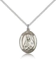 Sterling Silver St. Martha Pendant, Sterling Silver Lite Curb Chain, Medium Size Catholic Medal, 3/4" x 1/2"