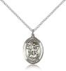 Sterling Silver St. Michael the Archangel Pendant, Sterling Silver Lite Curb Chain, Medium Size Catholic Medal, 3/4" x 1/2"