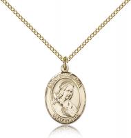 Gold Filled St. Philomena Pendant, Gold Filled Lite Curb Chain, Medium Size Catholic Medal, 3/4" x 1/2"