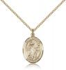 Gold Filled St. Richard Pendant, Gold Filled Lite Curb Chain, Medium Size Catholic Medal, 3/4" x 1/2"