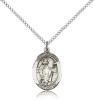 Sterling Silver St. Richard Pendant, Sterling Silver Lite Curb Chain, Medium Size Catholic Medal, 3/4" x 1/2"