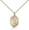 Gold Filled St. Stephen the Martyr Pendant, Gold Filled Lite Curb Chain, Medium Size Catholic Medal, 3/4" x 1/2"