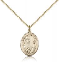 Gold Filled St. Thomas More Pendant, Gold Filled Lite Curb Chain, Medium Size Catholic Medal, 3/4" x 1/2"