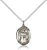 Sterling Silver St. Casimir of Poland Pendant, Sterling Silver Lite Curb Chain, Medium Size Catholic Medal, 3/4" x 1/2"