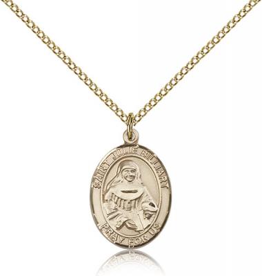 Gold Filled St. Julie Billiart Pendant, Gold Filled Lite Curb Chain, Medium Size Catholic Medal, 3/4" x 1/2"