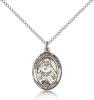 Sterling Silver St. Julie Billiart Pendant, Sterling Silver Lite Curb Chain, Medium Size Catholic Medal, 3/4" x 1/2"