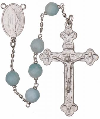 24" Chain-link Rosary with 8mm Light Green Jade Beads, R758