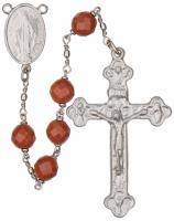 24" Chain-link Rosary with 8mm Gold Stone Beads, R1358