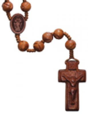 19"  Rosary with Carved 10mm Jujube Wood Beads, R3550