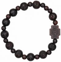 Wooden Rose Bead Rosary Bracelet with 10mm Beads, RBS3A