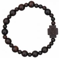 Rosary Bracelet with 8mm Striped Cut Jujube Wood Beads - For Petite Wrists , RBS2D