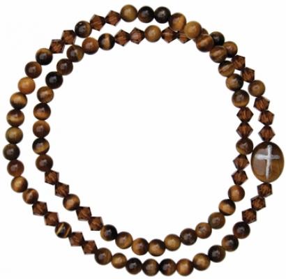 5 Decade Rosary Bracelet with 4mm Tiger Eye Beads, RBS80