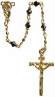 18" Chain-Link Rosary with 4mm Black Crystal Beads, R2954
