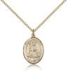 Gold Filled St. Walburga Pendant, Gold Filled Lite Curb Chain, Medium Size Catholic Medal, 3/4" x 1/2"