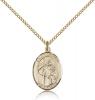 Gold Filled St. Ursula Pendant, Gold Filled Lite Curb Chain, Medium Size Catholic Medal, 3/4" x 1/2"