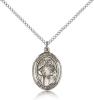 Sterling Silver St. Ursula Pendant, Sterling Silver Lite Curb Chain, Medium Size Catholic Medal, 3/4" x 1/2"