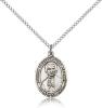 Sterling Silver St. Marcellin Champagnat Pendant, Sterling Silver Lite Curb Chain, Medium Size Catholic Medal, 3/4" x 1/2"