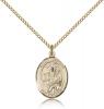 Gold Filled St. Jerome Pendant, Gold Filled Lite Curb Chain, Medium Size Catholic Medal, 3/4" x 1/2"