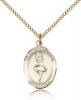 Gold Filled St. Christopher/Dance Pendant, GF Lite Curb Chain, Medium Size Catholic Medal, 3/4" x 1/2"