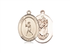 Gold Filled St. Christopher/Baseball Pendant, GF Lite Curb Chain, Medium Size Catholic Medal, 3/4" x 1/2"