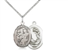Sterling Silver St. Cecilia / Marching Band Pendan, Sterling Silver Lite Curb Chain, Medium Size Catholic Medal, 3/4" x 1/2"